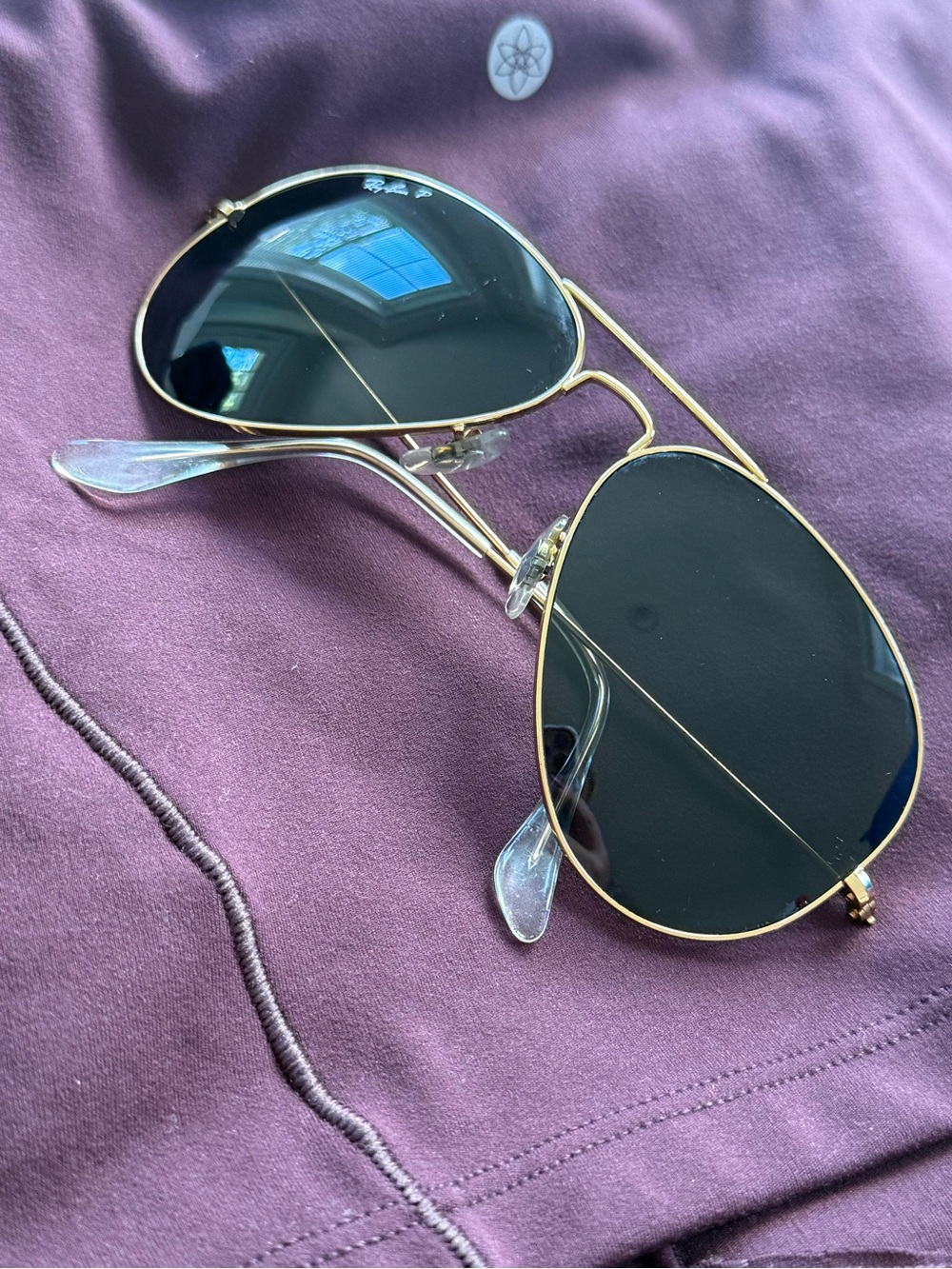 Ray-Ban Gold Frame Sunglasses with Black Lenses